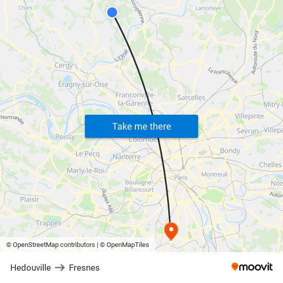 Hedouville to Fresnes map