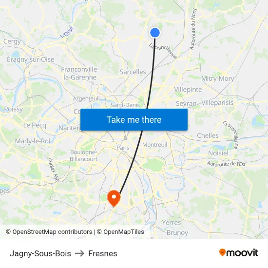Jagny-Sous-Bois to Fresnes map