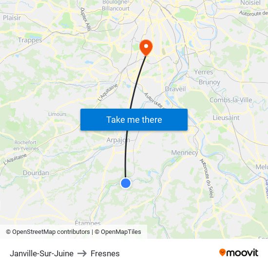 Janville-Sur-Juine to Fresnes map