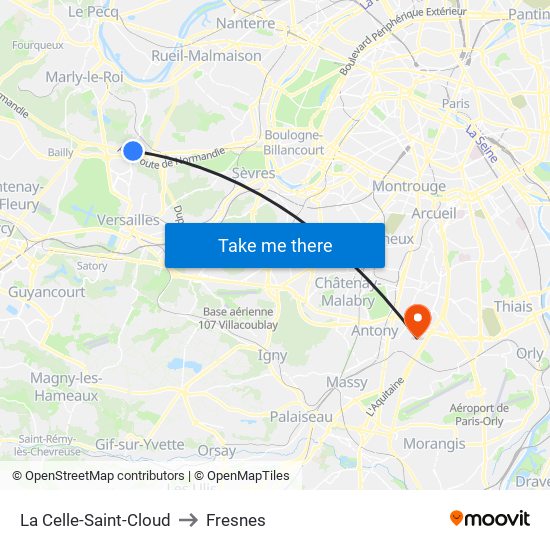 La Celle-Saint-Cloud to Fresnes map