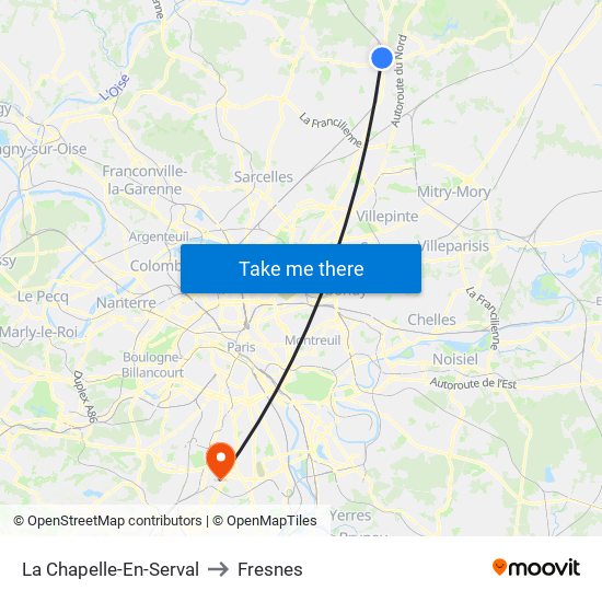 La Chapelle-En-Serval to Fresnes map
