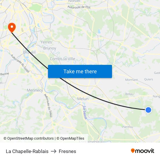 La Chapelle-Rablais to Fresnes map