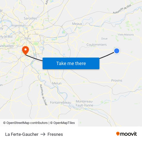 La Ferte-Gaucher to Fresnes map