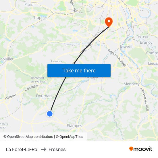 La Foret-Le-Roi to Fresnes map