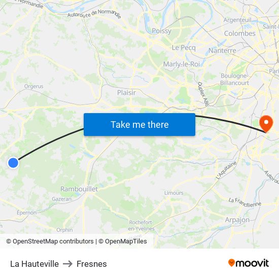 La Hauteville to Fresnes map