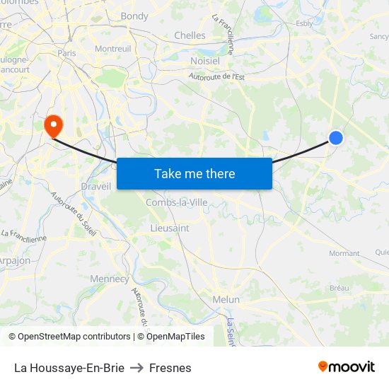 La Houssaye-En-Brie to Fresnes map