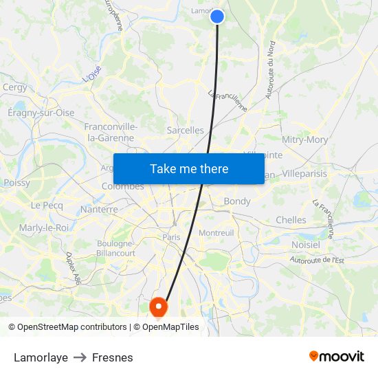 Lamorlaye to Fresnes map