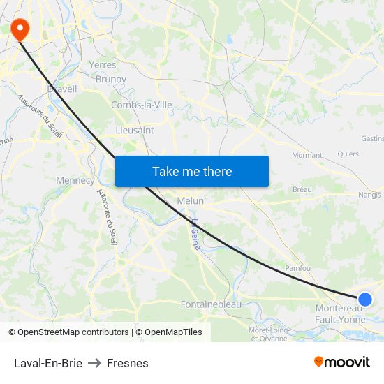 Laval-En-Brie to Fresnes map