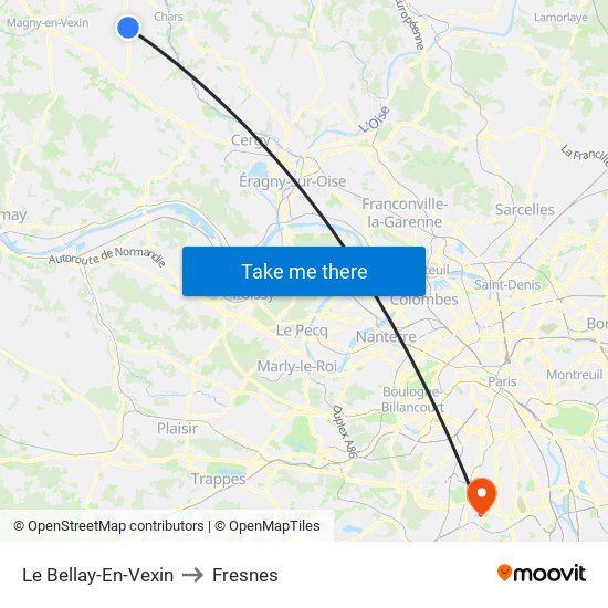 Le Bellay-En-Vexin to Fresnes map