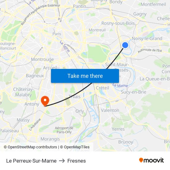 Le Perreux-Sur-Marne to Fresnes map