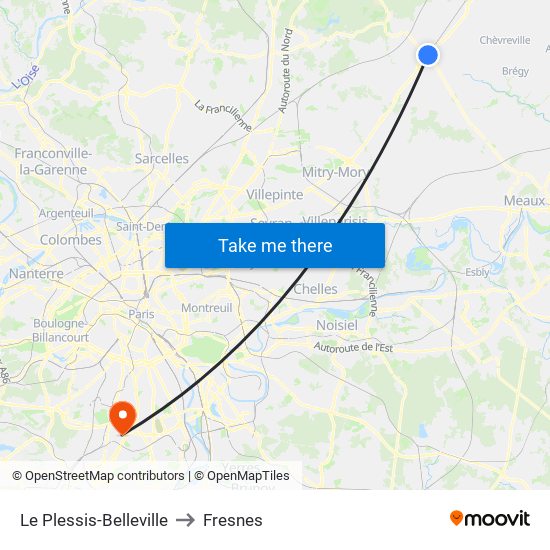 Le Plessis-Belleville to Fresnes map