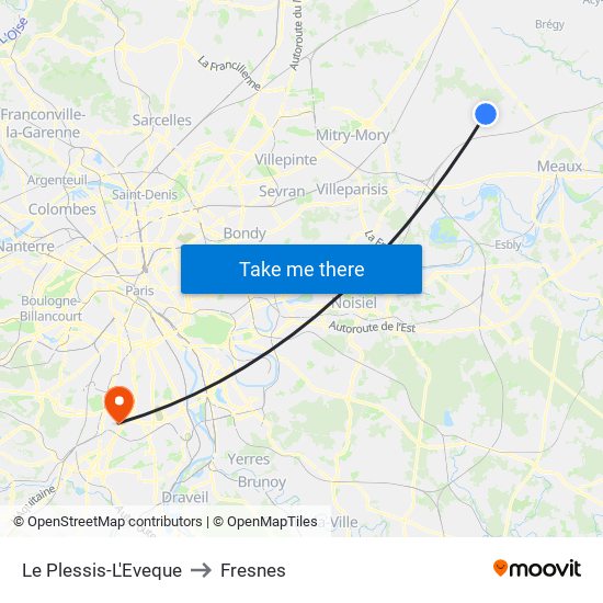 Le Plessis-L'Eveque to Fresnes map
