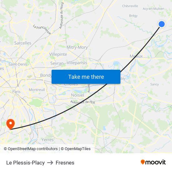Le Plessis-Placy to Fresnes map