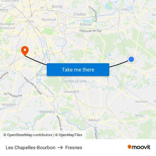 Les Chapelles-Bourbon to Fresnes map