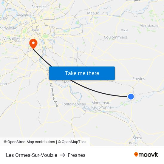 Les Ormes-Sur-Voulzie to Fresnes map