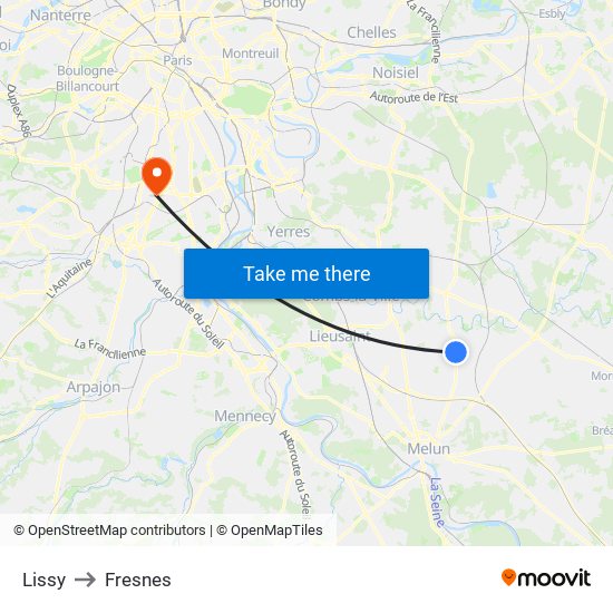 Lissy to Fresnes map