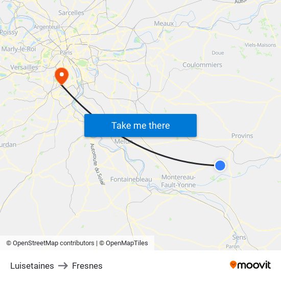 Luisetaines to Fresnes map