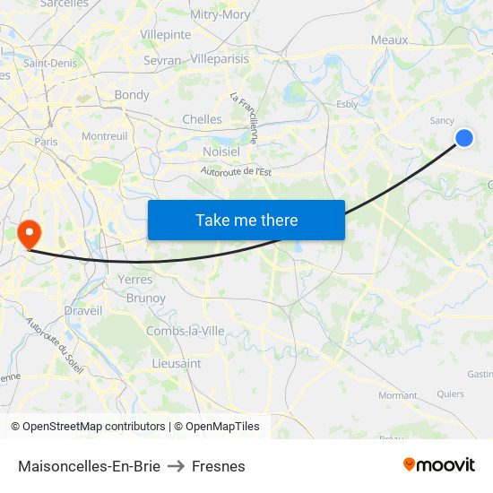 Maisoncelles-En-Brie to Fresnes map