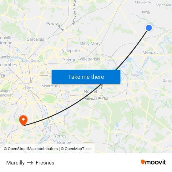 Marcilly to Fresnes map