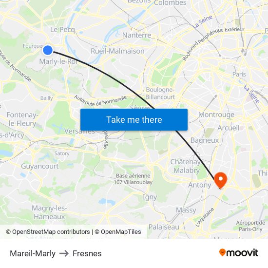 Mareil-Marly to Fresnes map
