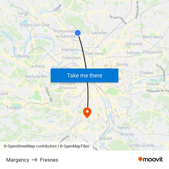 Margency to Fresnes map