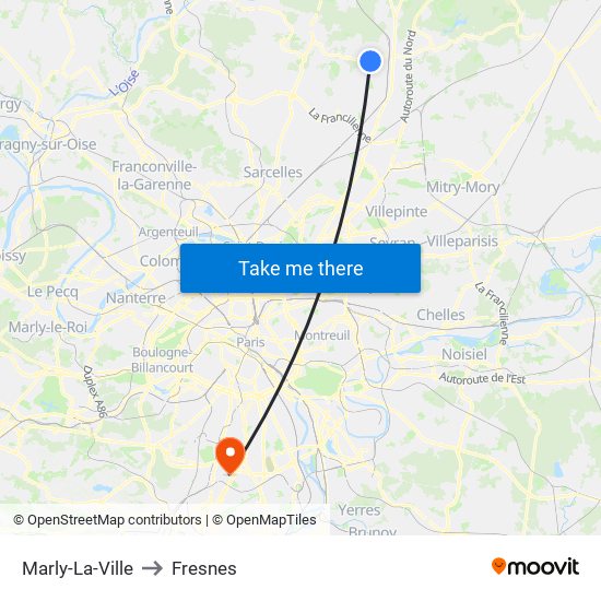 Marly-La-Ville to Fresnes map