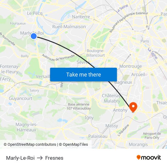 Marly-Le-Roi to Fresnes map