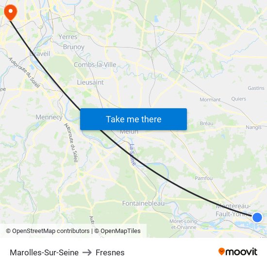Marolles-Sur-Seine to Fresnes map