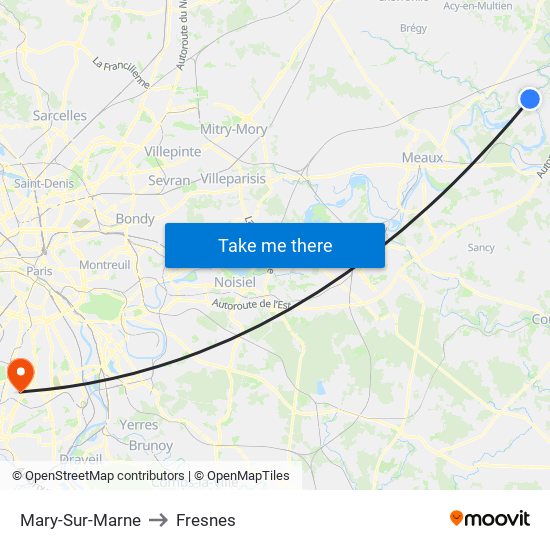 Mary-Sur-Marne to Fresnes map