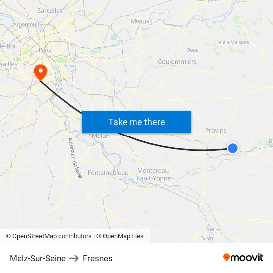 Melz-Sur-Seine to Fresnes map