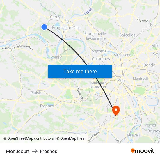Menucourt to Fresnes map