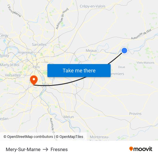 Mery-Sur-Marne to Fresnes map