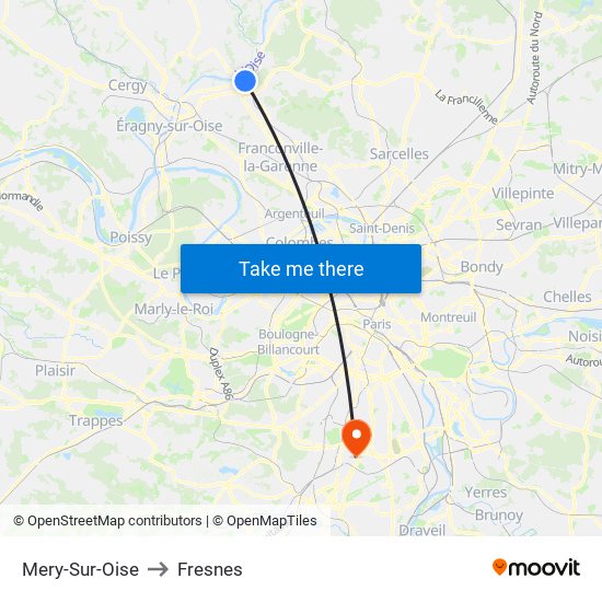Mery-Sur-Oise to Fresnes map