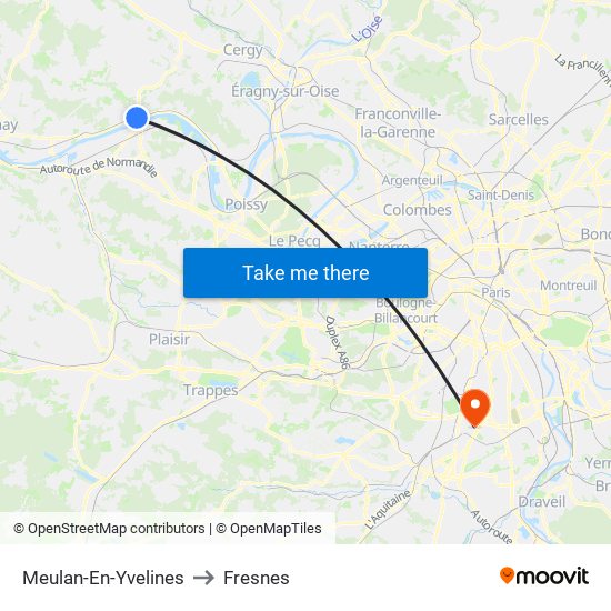 Meulan-En-Yvelines to Fresnes map