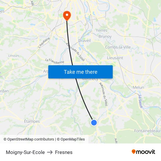 Moigny-Sur-Ecole to Fresnes map