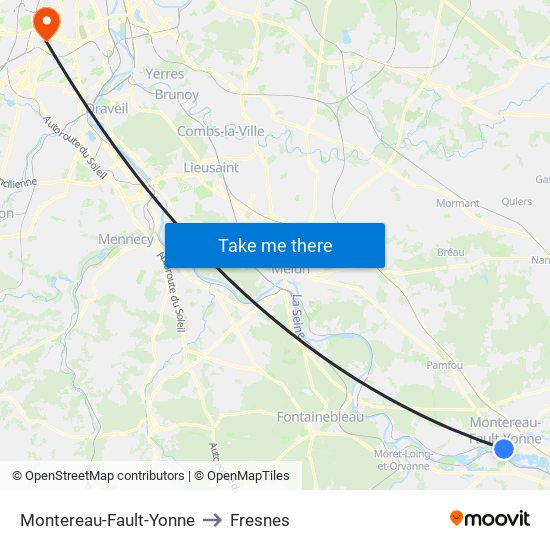 Montereau-Fault-Yonne to Fresnes map
