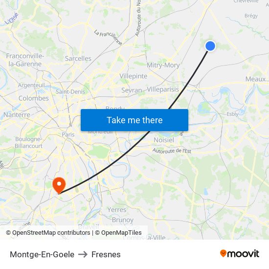 Montge-En-Goele to Fresnes map