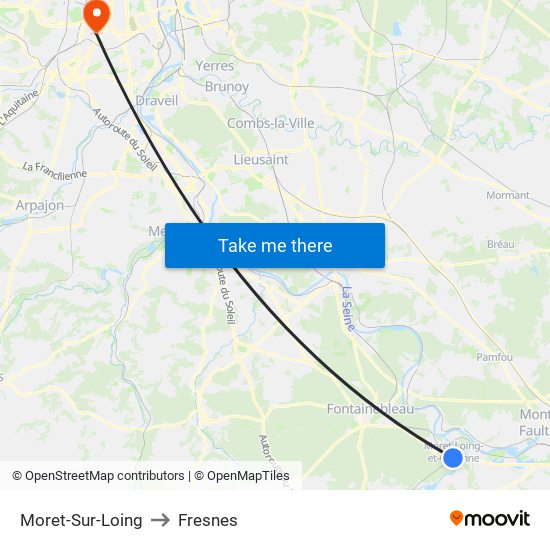 Moret-Sur-Loing to Fresnes map