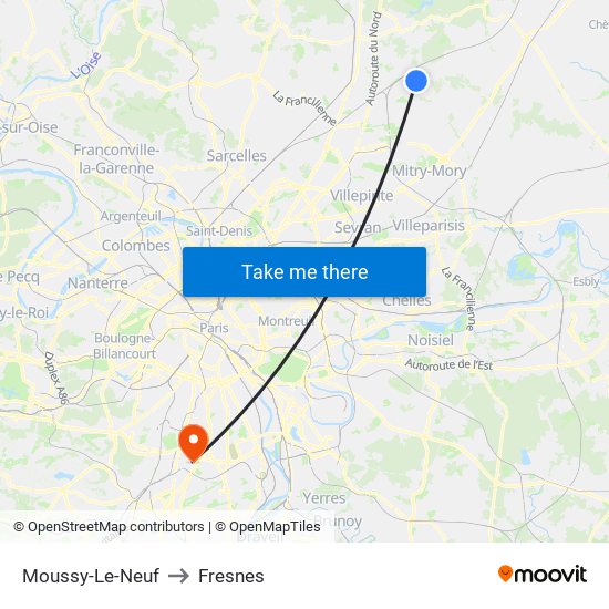Moussy-Le-Neuf to Fresnes map