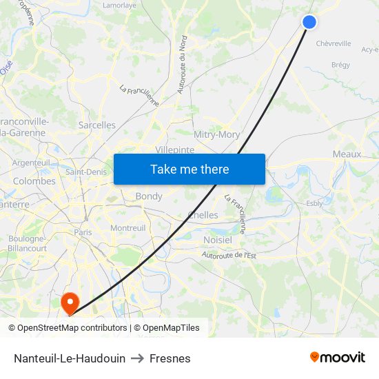 Nanteuil-Le-Haudouin to Fresnes map