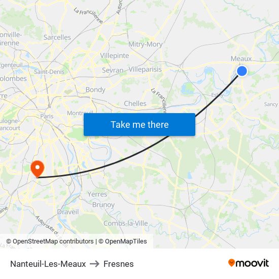 Nanteuil-Les-Meaux to Fresnes map