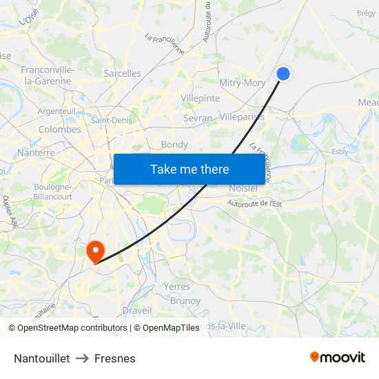 Nantouillet to Fresnes map