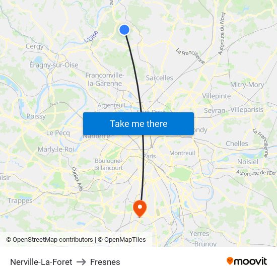 Nerville-La-Foret to Fresnes map
