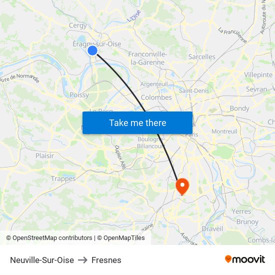 Neuville-Sur-Oise to Fresnes map