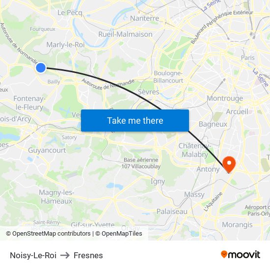 Noisy-Le-Roi to Fresnes map