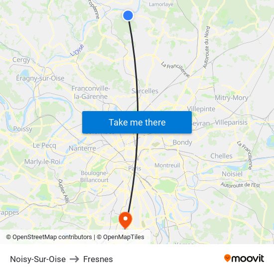 Noisy-Sur-Oise to Fresnes map