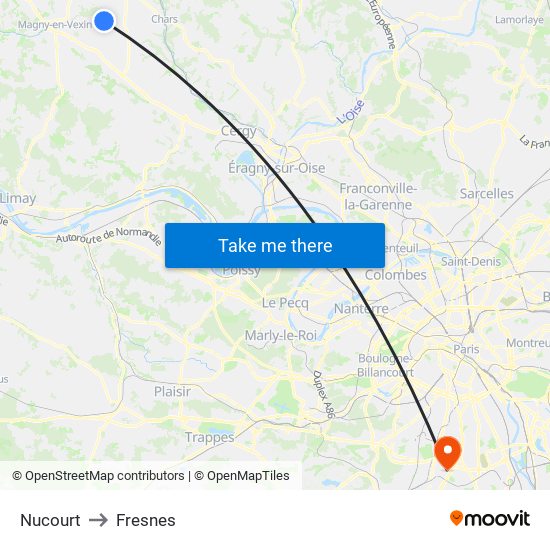 Nucourt to Fresnes map