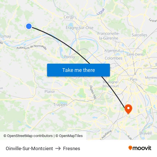 Oinville-Sur-Montcient to Fresnes map