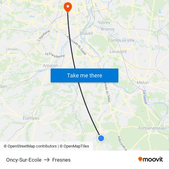 Oncy-Sur-Ecole to Fresnes map