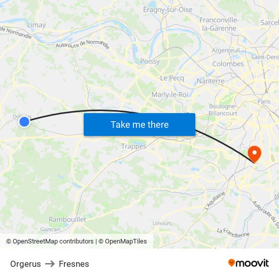 Orgerus to Fresnes map